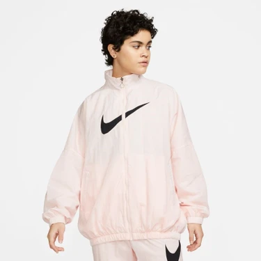 Nike nsw swoosh woven store half zip jacket pink