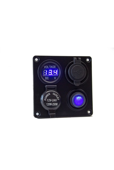 Aracım Oto Aksesuar 1 Swichli 12-24W 90/90M Anahtar Paneli Çift USB ve Çakmaklık