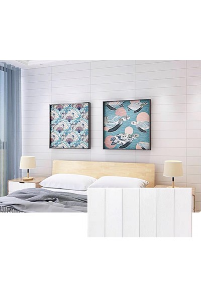 Renkli Duvarlar Beyaz Lambiri 3D Kendinden Yapışkanlı Duvar Kağıdı Duvar Paneli