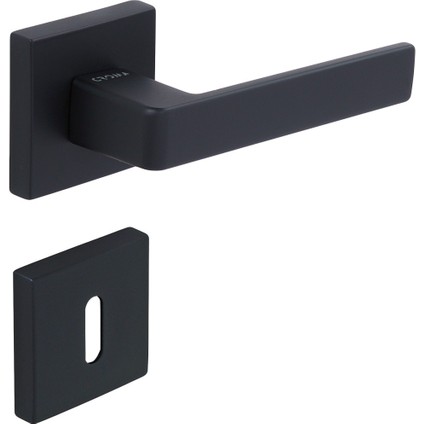 Croma Eta Siyah Zamak Kare Rozetli Lüks Oda Kapı Kolu