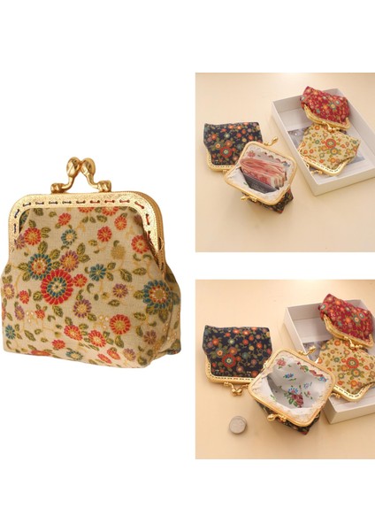 Sevimli Çiçek Toka Sikke Çanta Vintage Stil Kılıfı Öpücük Kilidi Değişim Tutucu Bej (Yurt Dışından) indirimleri