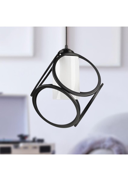 Aydın Tekli Avize Siyah Beyaz Akrilik