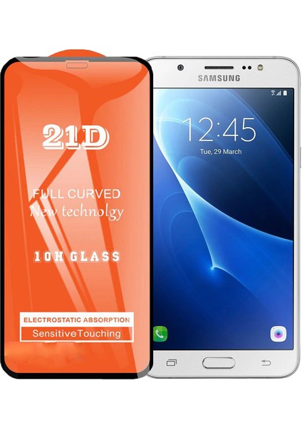 Samsung J7 Ekran Koruyucu 21D Tam Kaplayan Kavisli
