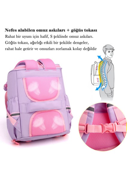 Kızlar Için Okul Sırt Çantaları Çok Fonksiyonlu Sevimli Unicorn Büyük Kapasiteli Schoolbag (300 * 180 * 370MM) (Yurt Dışından)