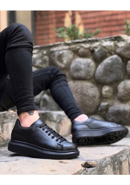 BA0547 Boa Kalın Yüksek Taban Siyah Bağcıklı Spor Erkek Ayakkabı fiyatları