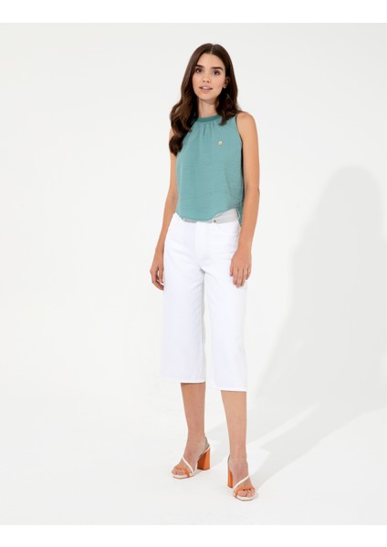 Kadın Koyu Mint Comfort Fit Kolsuz Bluz 50252148-VR152 fırsatları