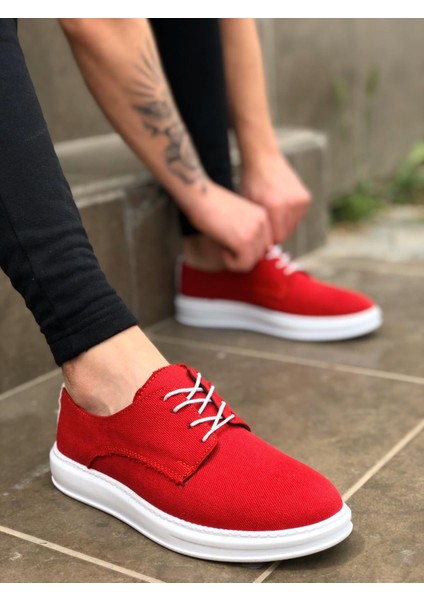 BA0003 Bağcıklı Klasik Spor Keten Kırmızı Beyaz Yüksek Taban Casual Erkek Ayakkabı fiyatları