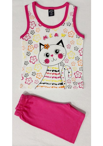 Kız Çocuk Alt Üst Şortlu Takım Koyu Pembe