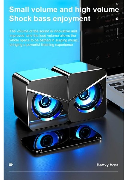 Siyah Mini Bilgisayar Hoparlör USB Kablolu Hoparlörler(Yurt Dışından)