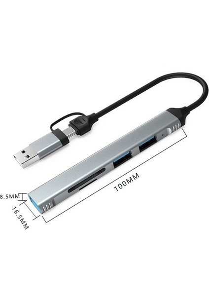 2 In 1 Type C USB 3.0 Çoklayıcı Sd Kart Okuyucu 3 Port USB Hub