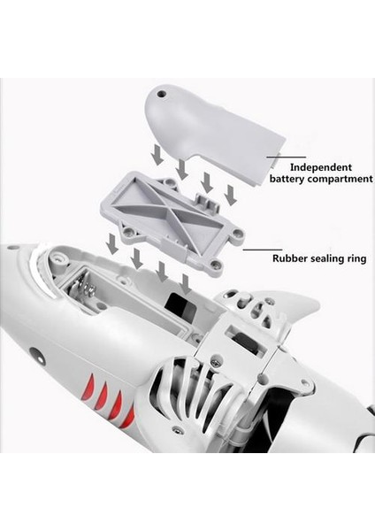 2.4g 5ch Su Geçirmez Uzaktan Kumanda Simülasyon Köpekbalığı Su Rc Oyuncak Çocuk Gri | Rc Denizaltı (Yurt Dışından)