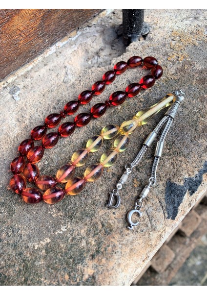 Harf Püsküllü Fosforlu Kedi Gözü Toz Kehribar Tesbih DGN11144 fırsatları