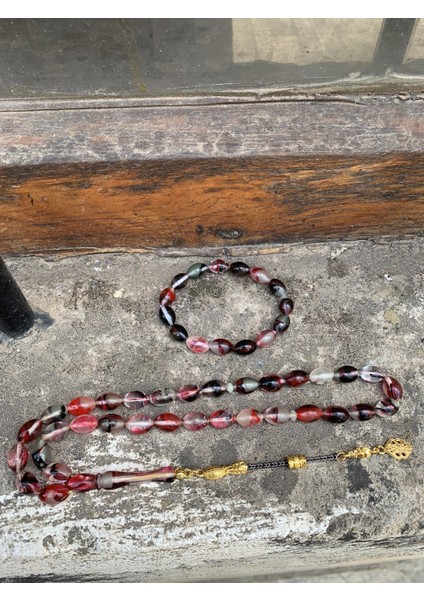 Fosforlu Kedi Göz Renk Cümbüşü Toz Kehribar Kombin Tesbih ve Bileklik DGN11195 fiyatları