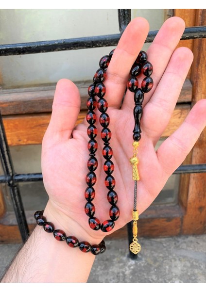 Sürmeli Toz Kehribar Kombin Tesbih ve Bileklik DGN11198