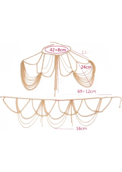 Punk Ağır Metal Çok Katmanlı Püskül Altın Vücut Zinciri Kadınlar Için Uzun Kolye (Yurt Dışından)