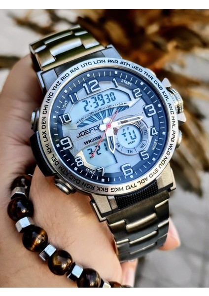 Digital & Analog Kronometre+Takvim+Alarm+Aydınlatma Erkek Kol Saati +Bileklik JOE-001-A fiyatları