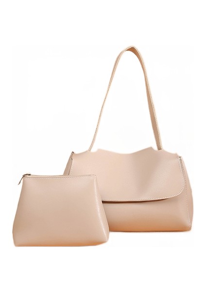 Moda Kadın Çanta Retro Hakiki Deri Inek Derisi Kompozit Tote Çanta Kova Çanta Omuz Crossbody Çanta Sınırsız Messenger Baguette Çanta Çantalar (Bej)