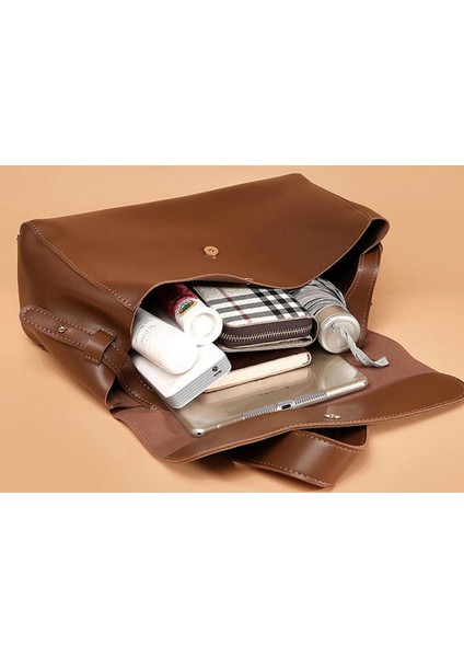Moda Kadın Çanta Retro Hakiki Deri Inek Derisi Kompozit Tote Çanta Kova Çanta Omuz Crossbody Çanta Sınırsız Messenger Baguette Çanta Çantalar (Bej)