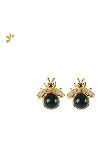 Doğal Amber Küpe Kadınlar Için S925 Gümüş Altın Kaplama Arı Dominik Amber Saplama Küpe (Yurt Dışından)