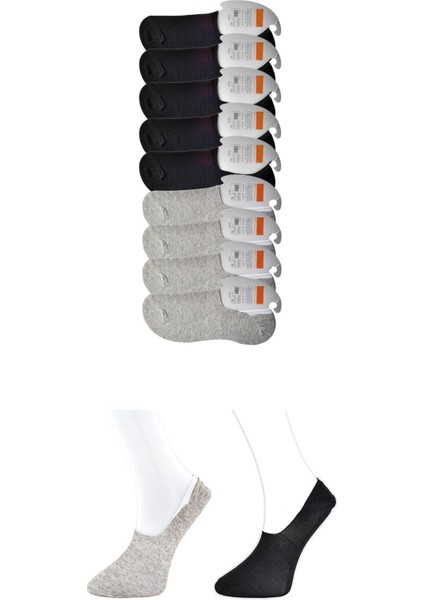 Siyah Ve Gri Erkek Babet Çorap 9 Çift