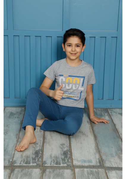 Çocuk Pamuk Kısa Kollu Pijama Takımı 20591G