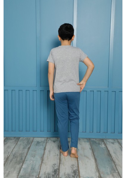 Çocuk Pamuk Kısa Kollu Pijama Takımı 20591G modelleri