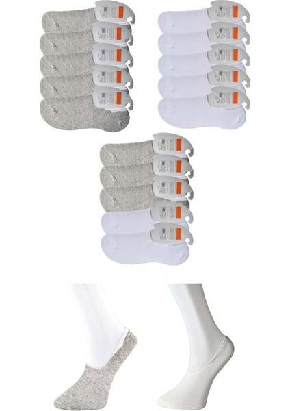 Gri Ve Beyaz Erkek Babet Çorap 15 Çift