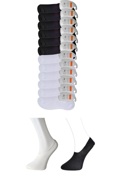 Erkek Siyah Ve Beyaz Babet Çorap 12 Çift
