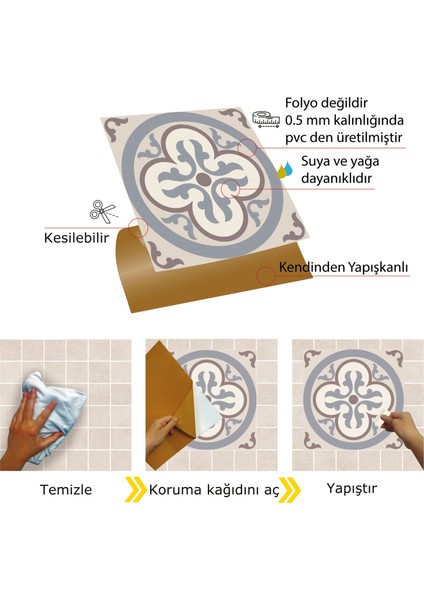 Kendinden Yapışkanlı Alaska 01 Desenli Pvc Karo 30x30 cm 11 Adet 1m2