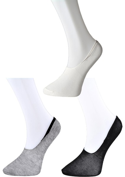 Siyah Gri Ve Beyaz Babet Çorap 15 Çift