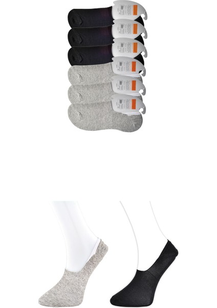 Siyah Ve Gri Erkek Babet Çorap 6 Çift