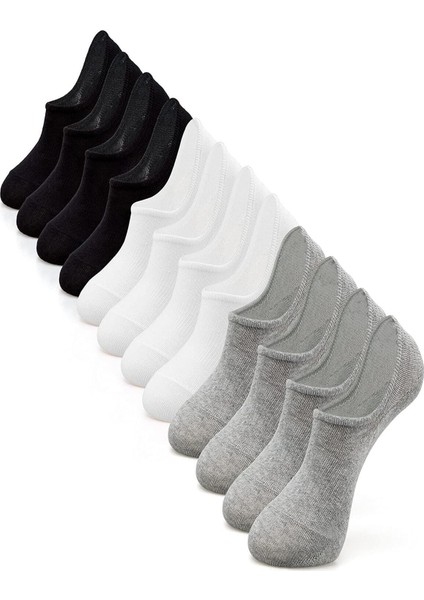 Unisex 12 Çift Pamuklu Görünmez Sneakers Çorap Renkli