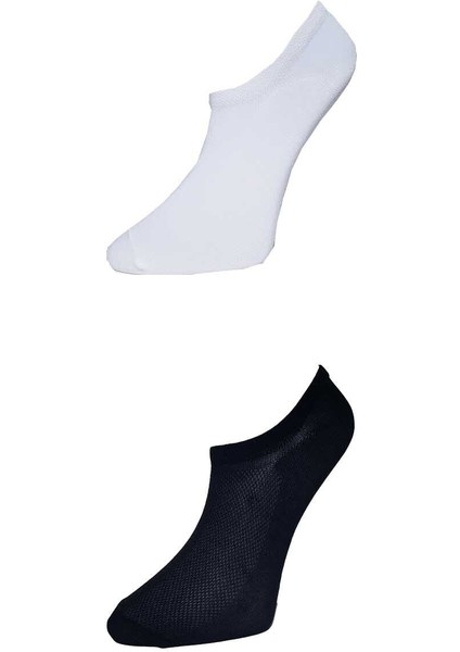 Siyah Ve Beyaz Erkek Görünmez Çorap 9 Çift