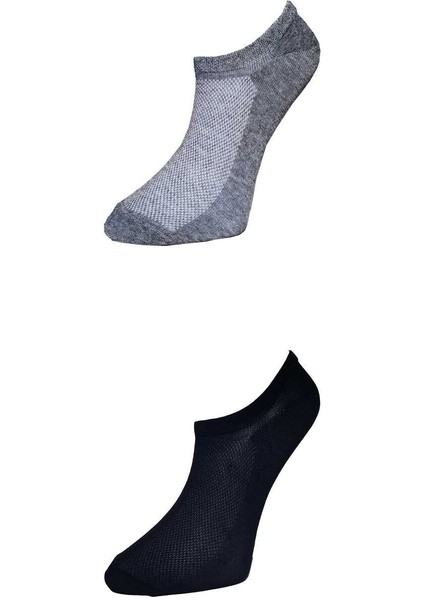 Siyah Ve Gri Erkek Görünmez Çorap 15 Çift