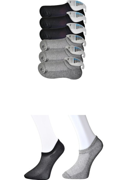 Siyah Ve Gri Erkek Görünmez Çorap 6 Çift
