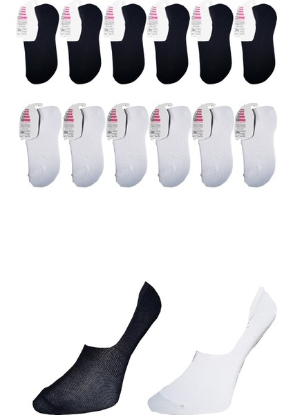 Kadın Siyah Ve Beyaz Babet Çorap 12 Çift