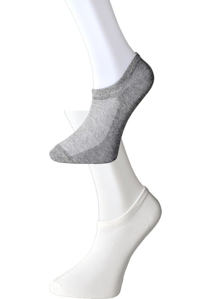 Gri Ve Beyaz Erkek Görünmez Çorap 15 Çift