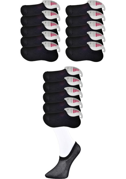 Kadın Siyah Görünmez Çorap 15 Çift