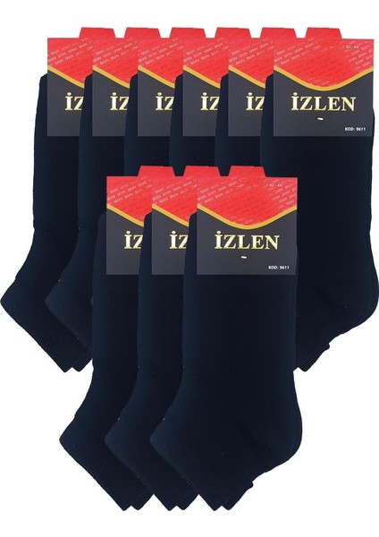 Izlen Siyah Erkek Kısa Spor Bilek Çorap 9 Çift
