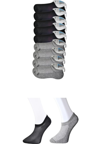 Erkek Siyah Ve Gri Görünmez Çorap 9 Çift