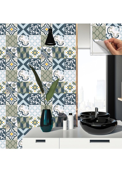 Kendinden Yapışkanlı Karma Green Desenli Pvc Karo 30x30 cm 11 Adet 1m2