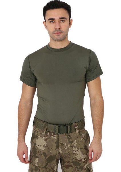 Haki Microfiber Tişört - Kısa Kol Micro T-Shirt - Askeri Malzeme