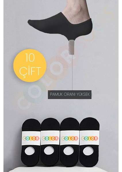 10 Çift Siyah Yazlık Babet Çorap Seti