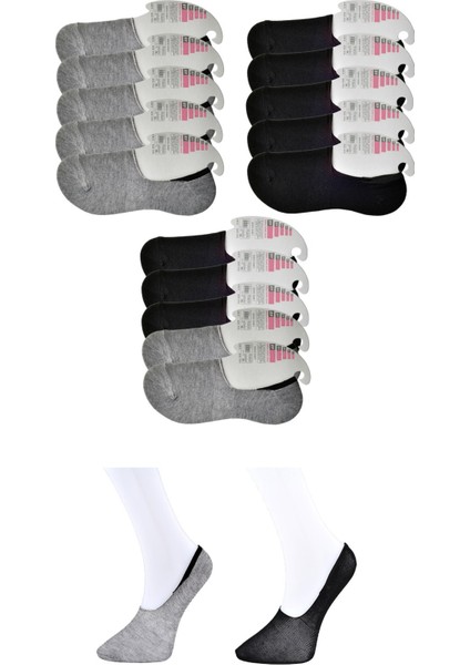 Kadın Siyah Ve Gri Babet Çorap 15 Çift