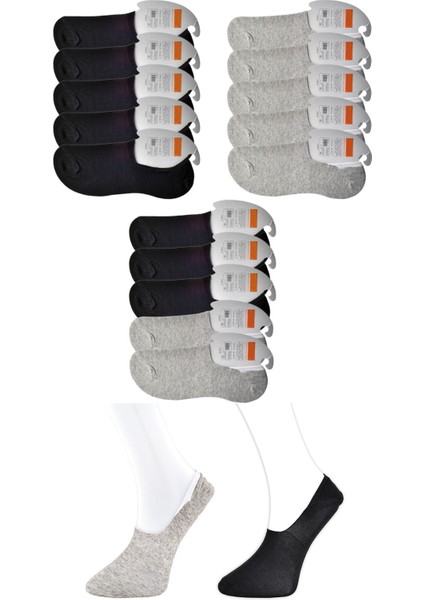 Erkek Siyah Ve Gri Babet Çorap 15 Çift