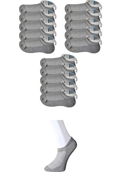 Erkek Gri Görünmez Çorap 15 Çift