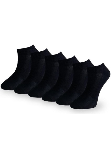 Pamuklu Kısa Çorap Siyah 6'Lı Lüks 6patik Havlu