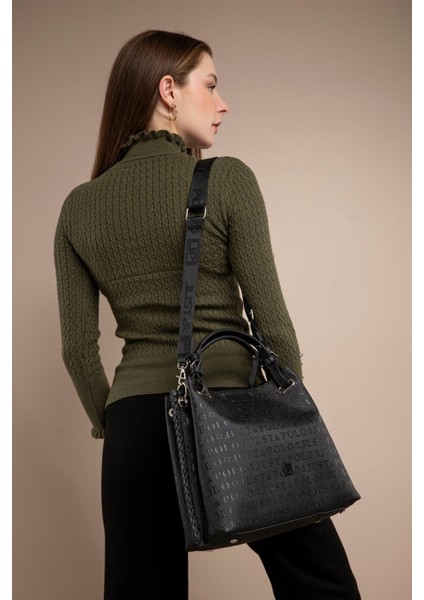 Kadın Örgülü 4 Bölmeli Omuz Çantası ve El Çantası 4031-GD fırsatları