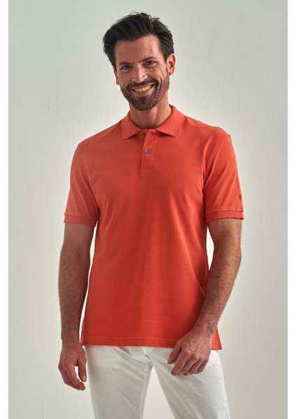 Erkek Balenli Yaka  Basic Regular Fit T-Shirt ORANJ TS22Y22013_D22