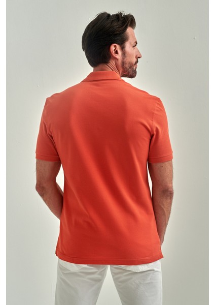 Erkek Balenli Yaka  Basic Regular Fit T-Shirt ORANJ TS22Y22013_D22